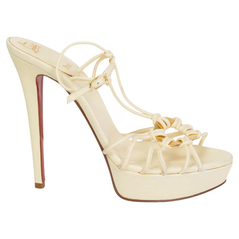 CHRISTIAN cream DISCOLILOU Platform Sandals Shoes 37.5 at 1stDibs