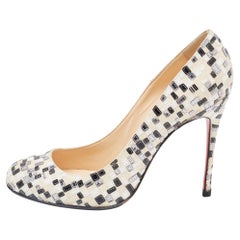 Christian Louboutin Cream Leather Embellished Fifi Pumps Size 40