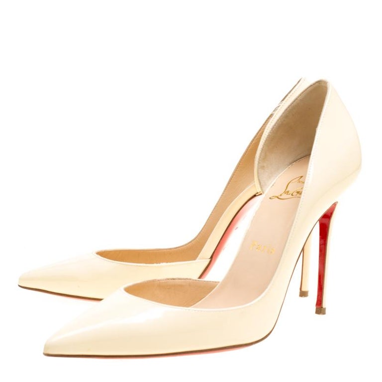 Christian Louboutin Cream Patent Leather Iriza D'orsay Pointed Toe ...
