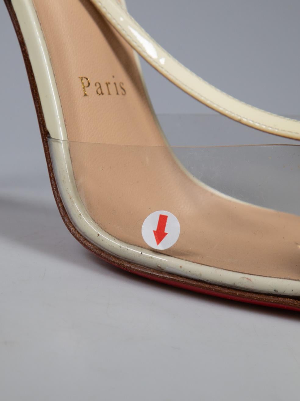 Christian Louboutin Cream Patent Pointed Toe Heels Size IT 38 For Sale 3