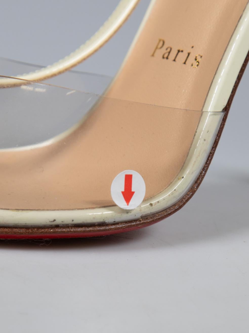 Christian Louboutin Cream Patent Pointed Toe Heels Size IT 38 For Sale 4
