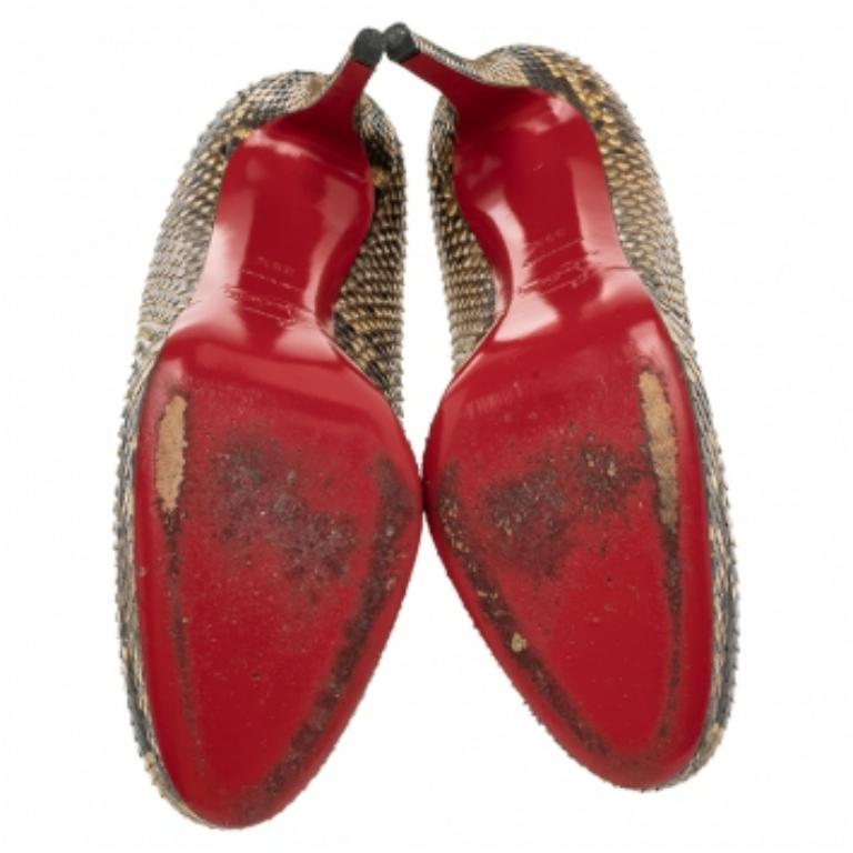 Christian Louboutin Crema/Piel de pitón Nueva Plataforma Simple Bombas Tamaño 39.5 Marrón en venta