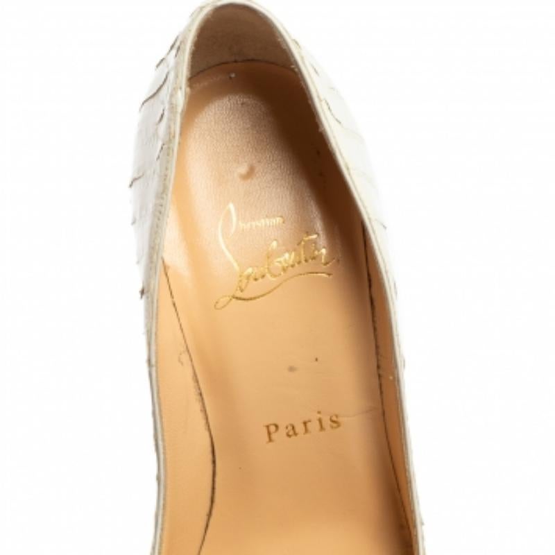 Christian Louboutin Pumps So Kate in pelle di pitone color crema misura 35,5 in vendita 2