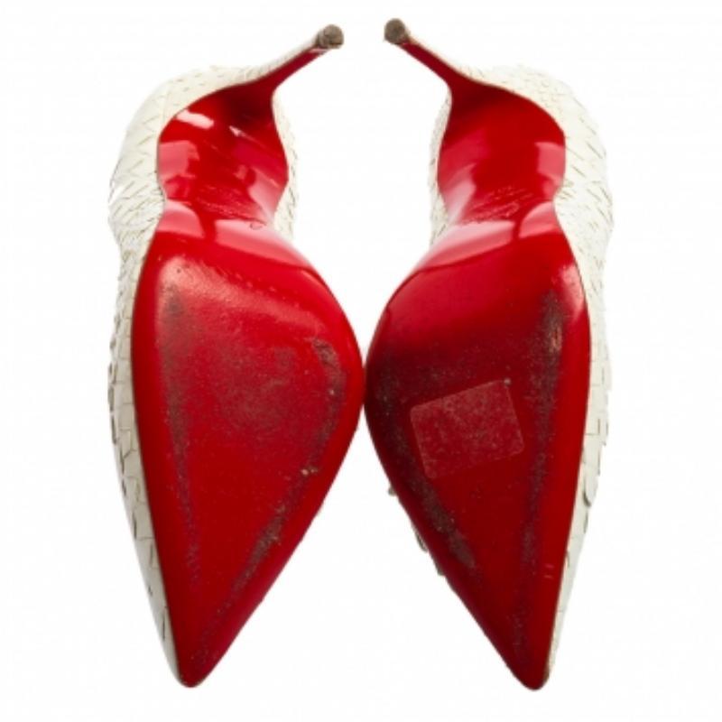 Christian Louboutin Pumps So Kate in pelle di pitone color crema misura 35,5 in vendita 3