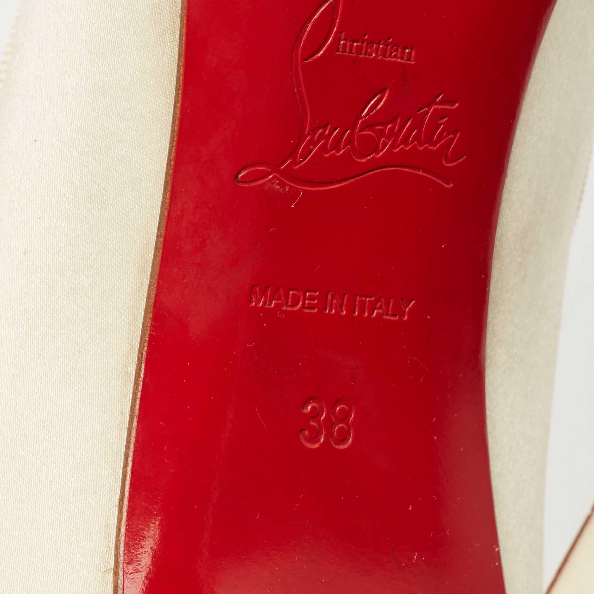 Christian Louboutin Cream Satin Cristacora Pumps Size 38 2