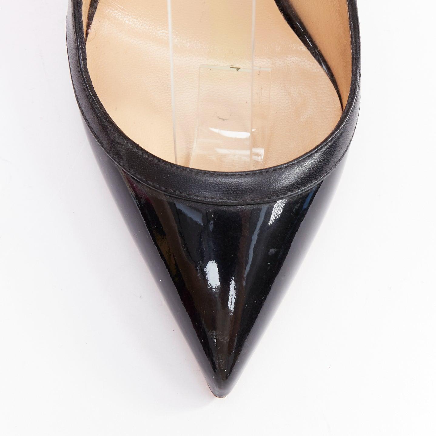 CHRISTIAN LOUBOUTIN Crissos 100 black patent criss cross strap pumps EU36 1