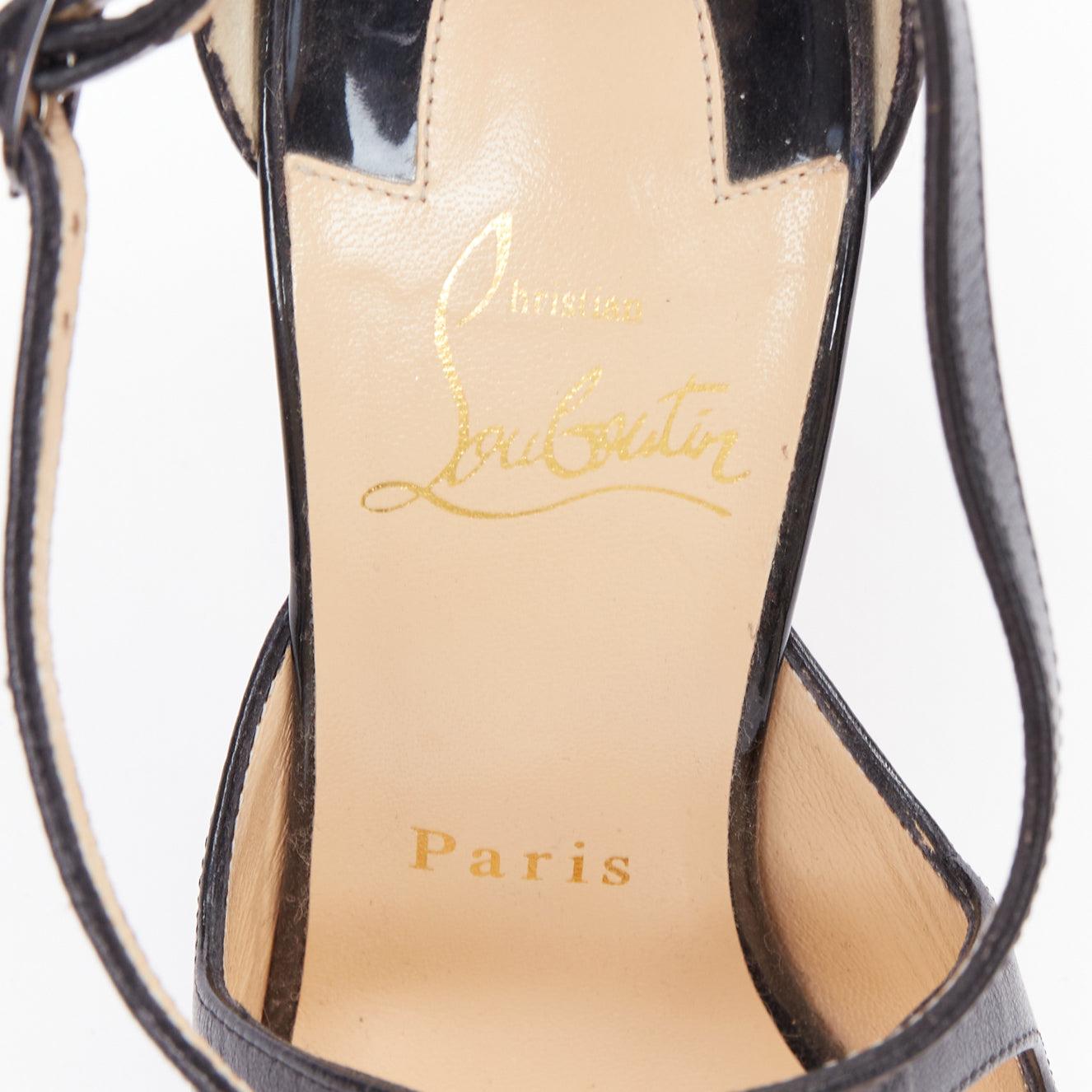 CHRISTIAN LOUBOUTIN Crissos 100 black patent criss cross strap pumps EU36 4