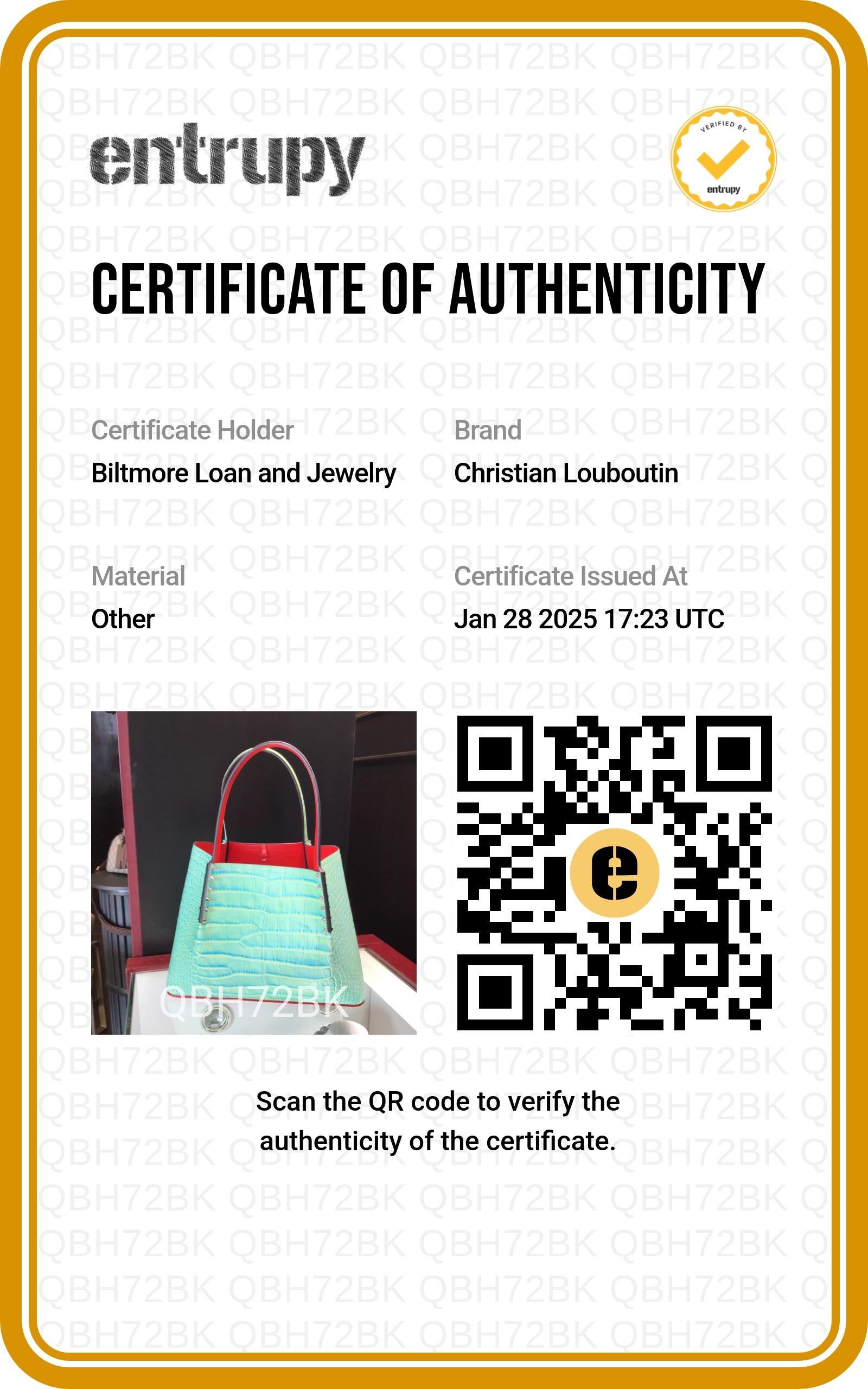 Christian Louboutin Crocodile Embossed Calfskin Spiked Small Cabarock Tote For Sale 6