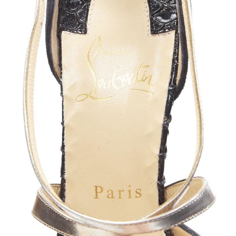 CHRISTIAN LOUBOUTIN Cross Blake in pelle nera con cinturino metallico EU36 in vendita 6