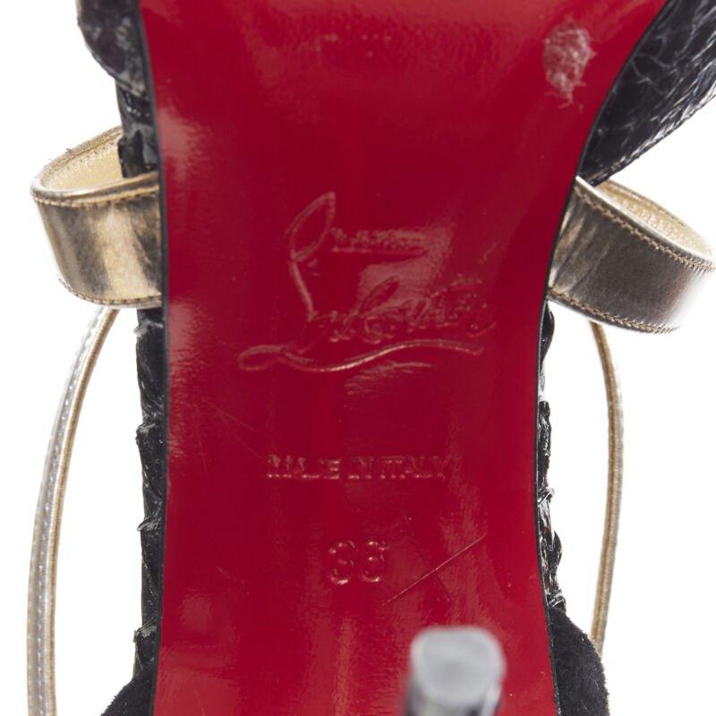 CHRISTIAN LOUBOUTIN Cross Blake in pelle nera con cinturino metallico EU36 in vendita 7