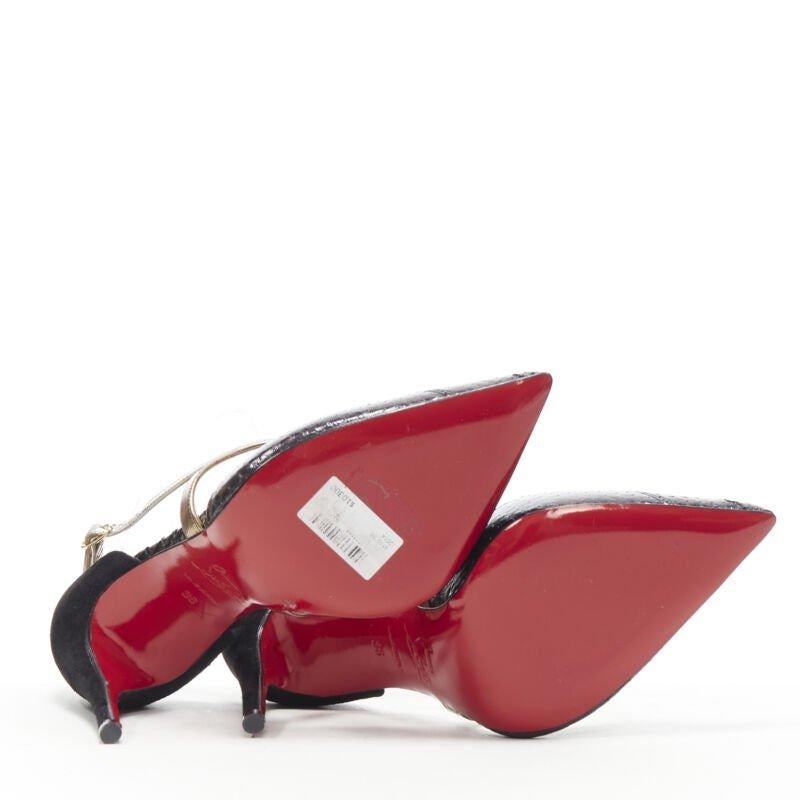 CHRISTIAN LOUBOUTIN Cross Blake in pelle nera con cinturino metallico EU36 in vendita 1