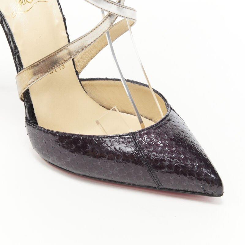 CHRISTIAN LOUBOUTIN Cross Blake in pelle nera con cinturino metallico EU36 in vendita 3