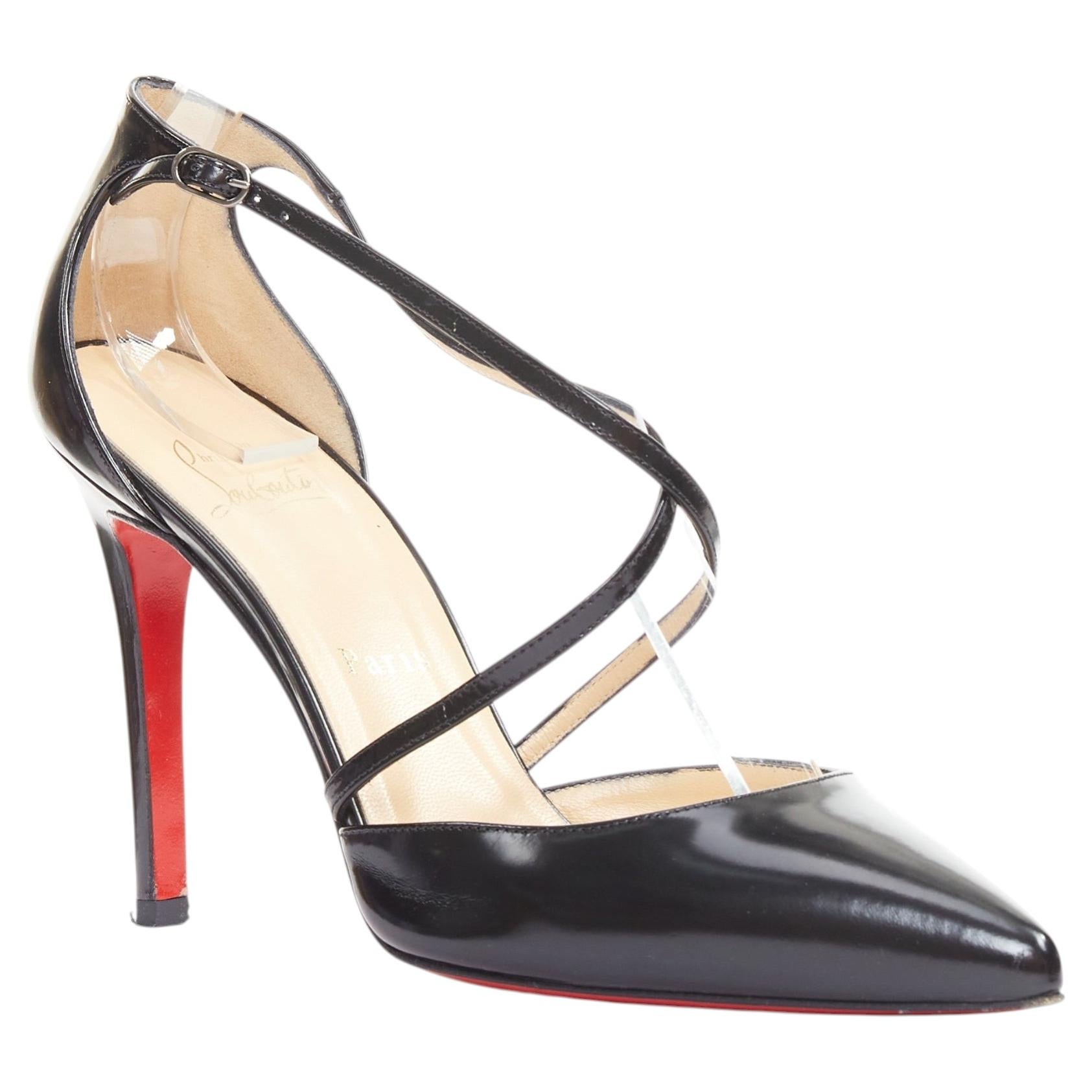 CHRISTIAN LOUBOUTIN Crosspiga 100 Jazz Veau criss cross escarpins à bout pointu EU37.5