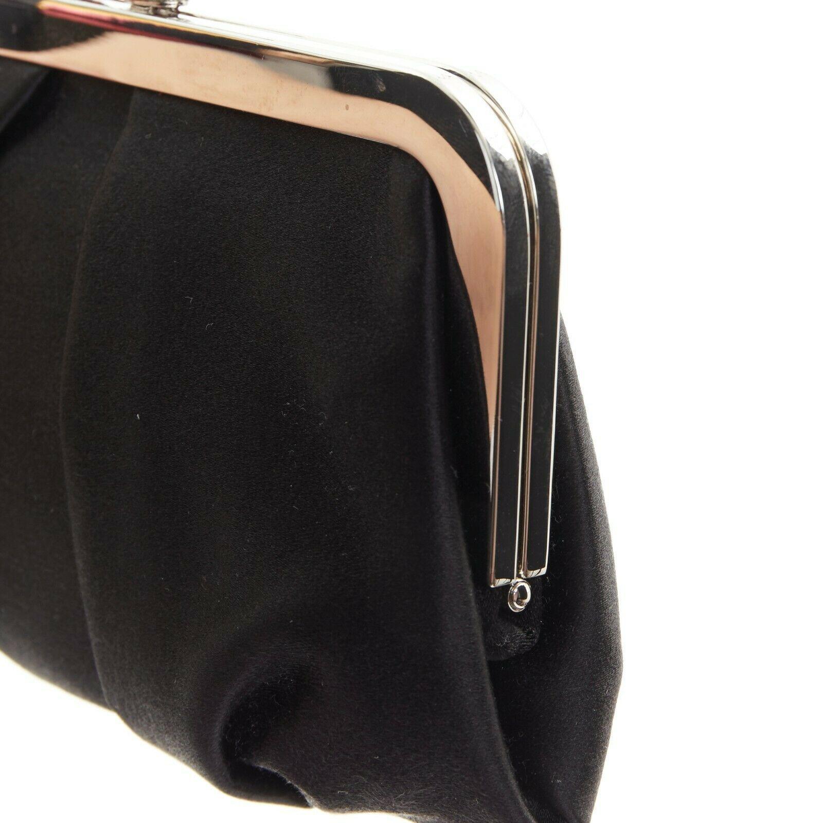 Women's CHRISTIAN LOUBOUTIN crystal embellished heel clasp metal frame satin clutch bag