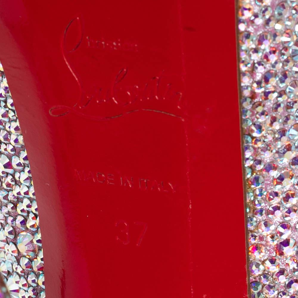 Christian Louboutin Crystal Embellished Suede Daffodile Platform Pumps Size 37 3
