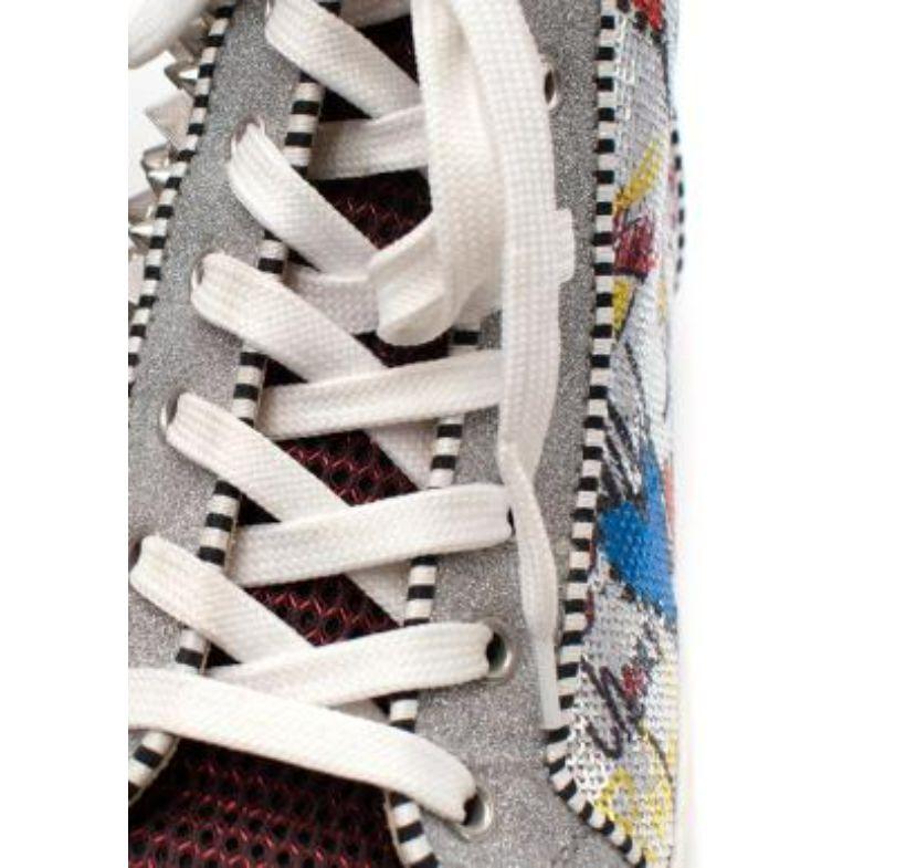 Women's Christian Louboutin Crystal & Stud Embellished Louis Spike Trainers For Sale
