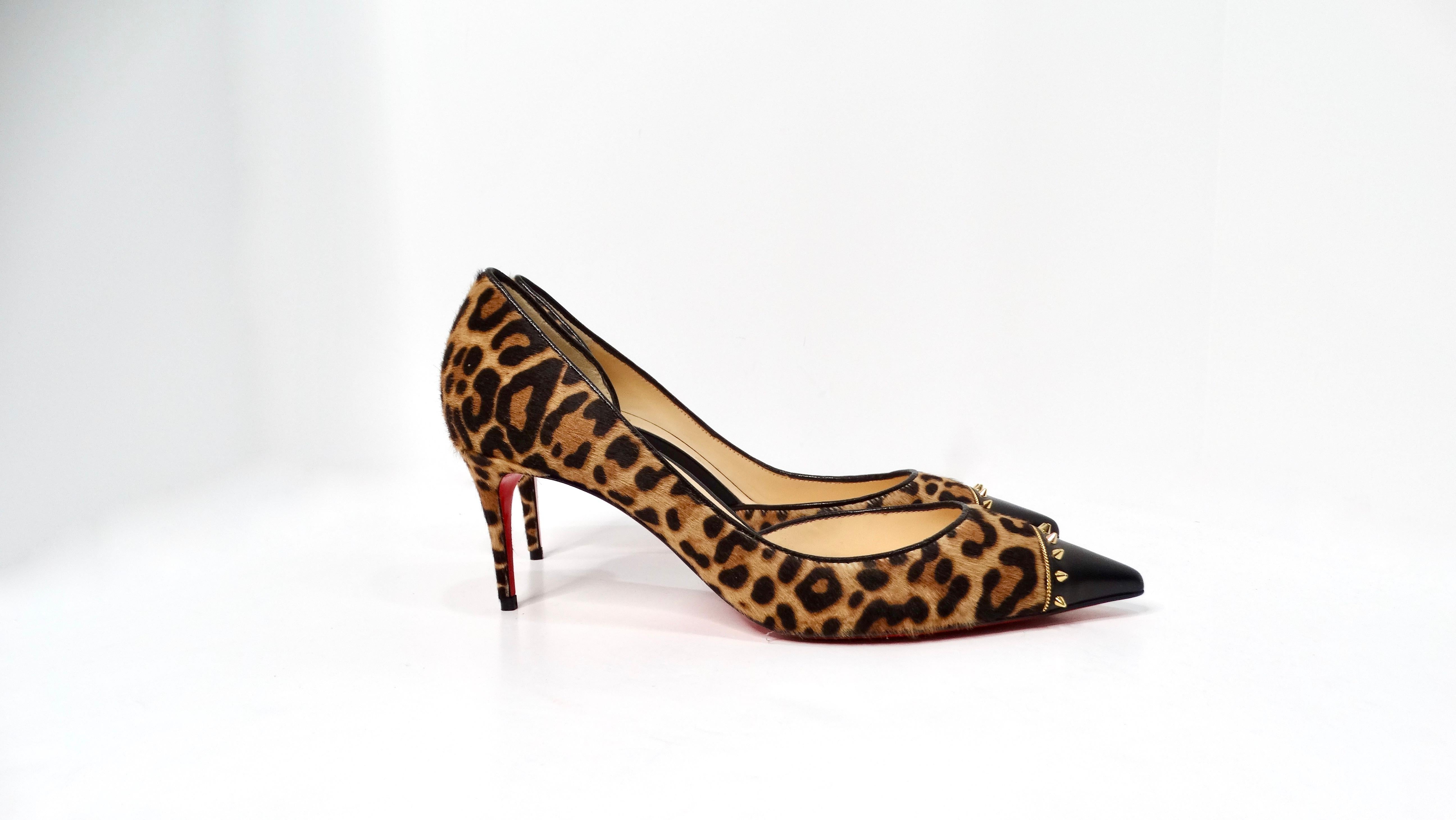 Christian Louboutin Culturella 70mm Ponyhaar Leoparden-Pumps mit Nieten Damen im Angebot