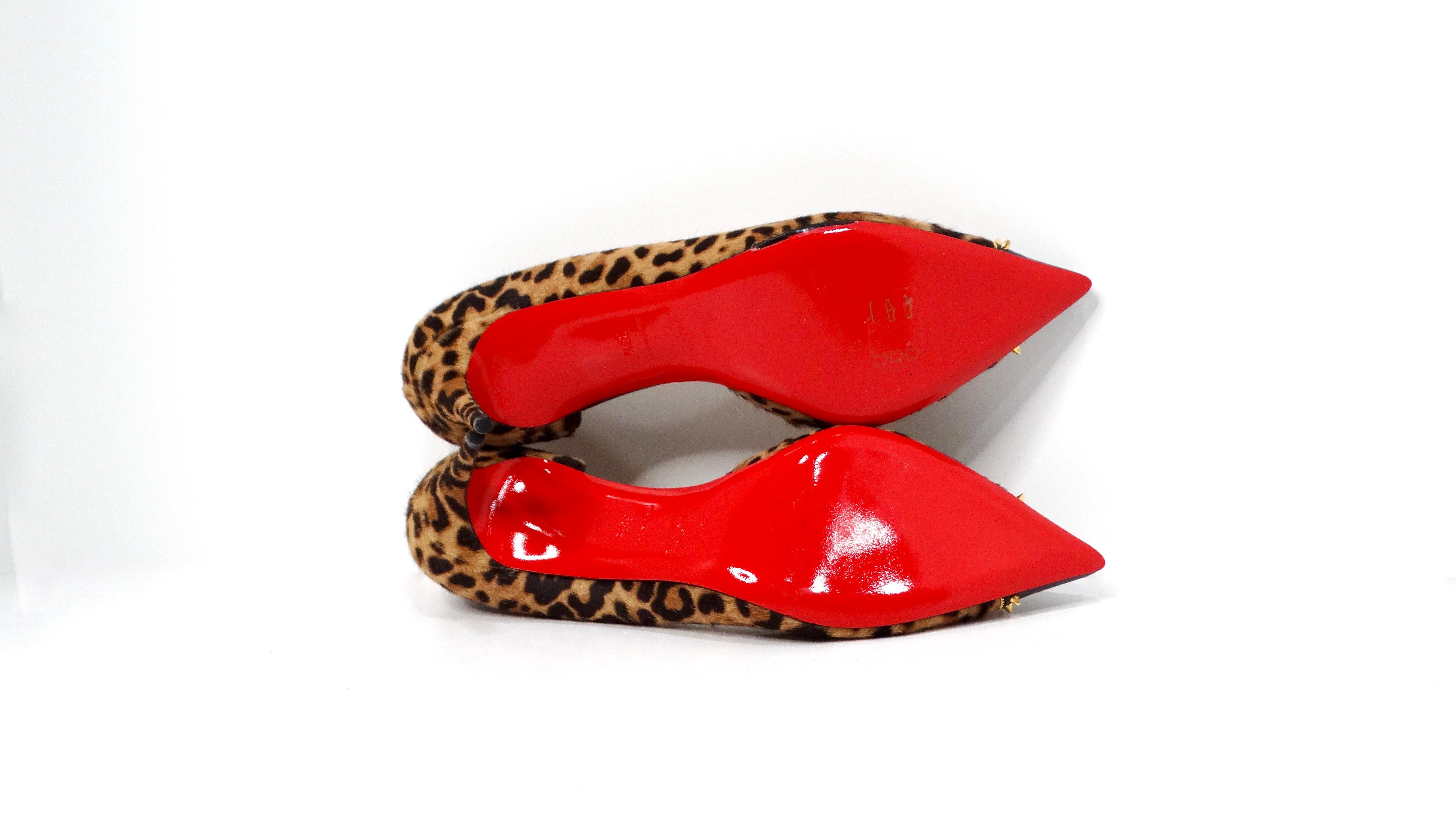 Christian Louboutin Culturella 70mm Ponyhaar Leoparden-Pumps mit Nieten im Angebot 2