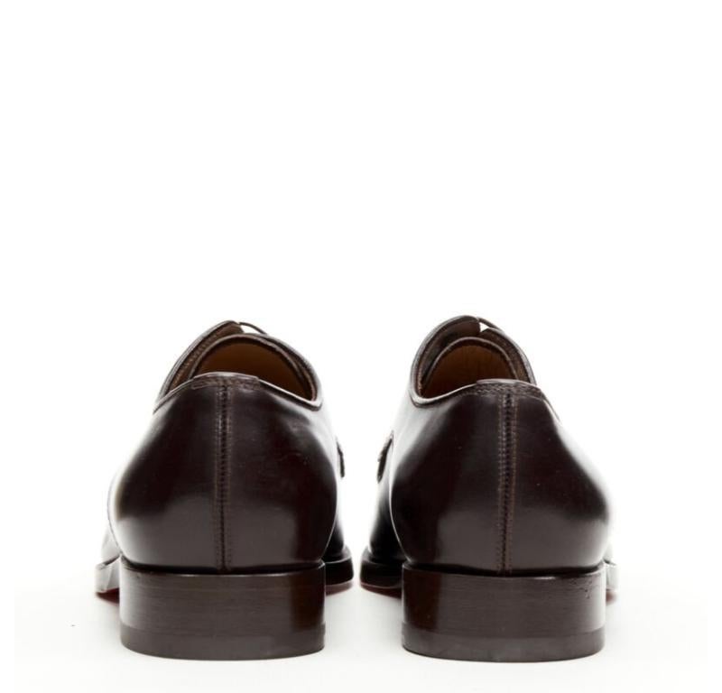 CHRISTIAN LOUBOUTIN Cypriene Flat Vintage brown leather derby loafer EU42 In Excellent Condition For Sale In Hong Kong, NT