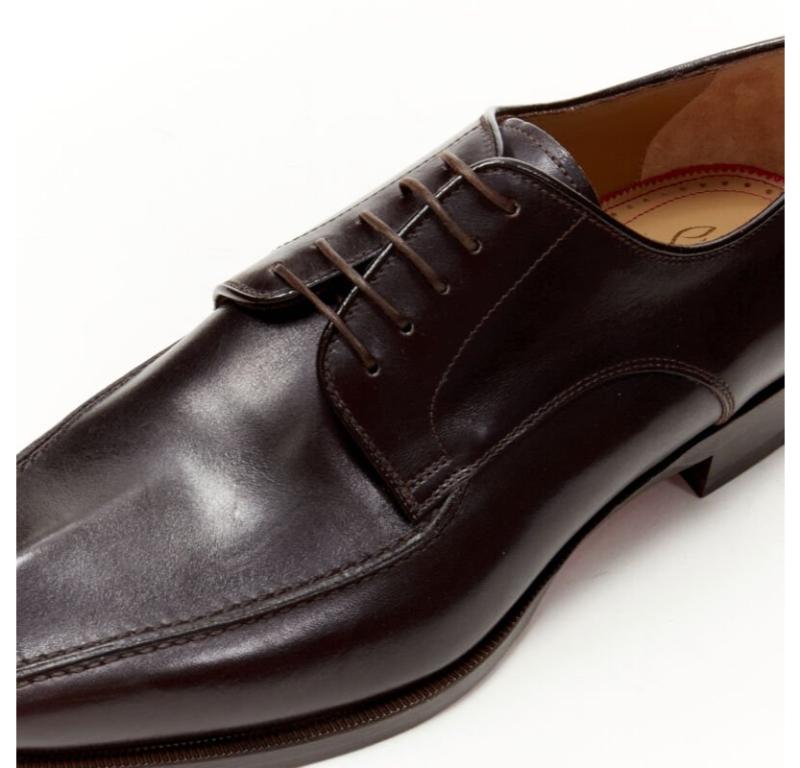 CHRISTIAN LOUBOUTIN Cypriene Flat Vintage brown leather derby loafer EU42 For Sale 1