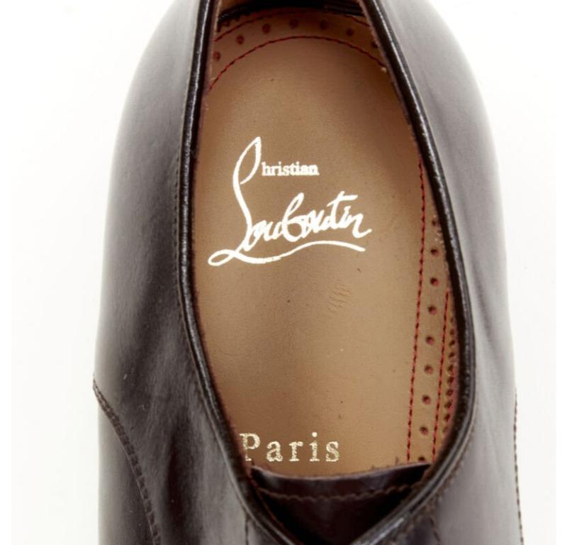 CHRISTIAN LOUBOUTIN Cypriene Flat Vintage brown leather derby loafer EU42 For Sale 3
