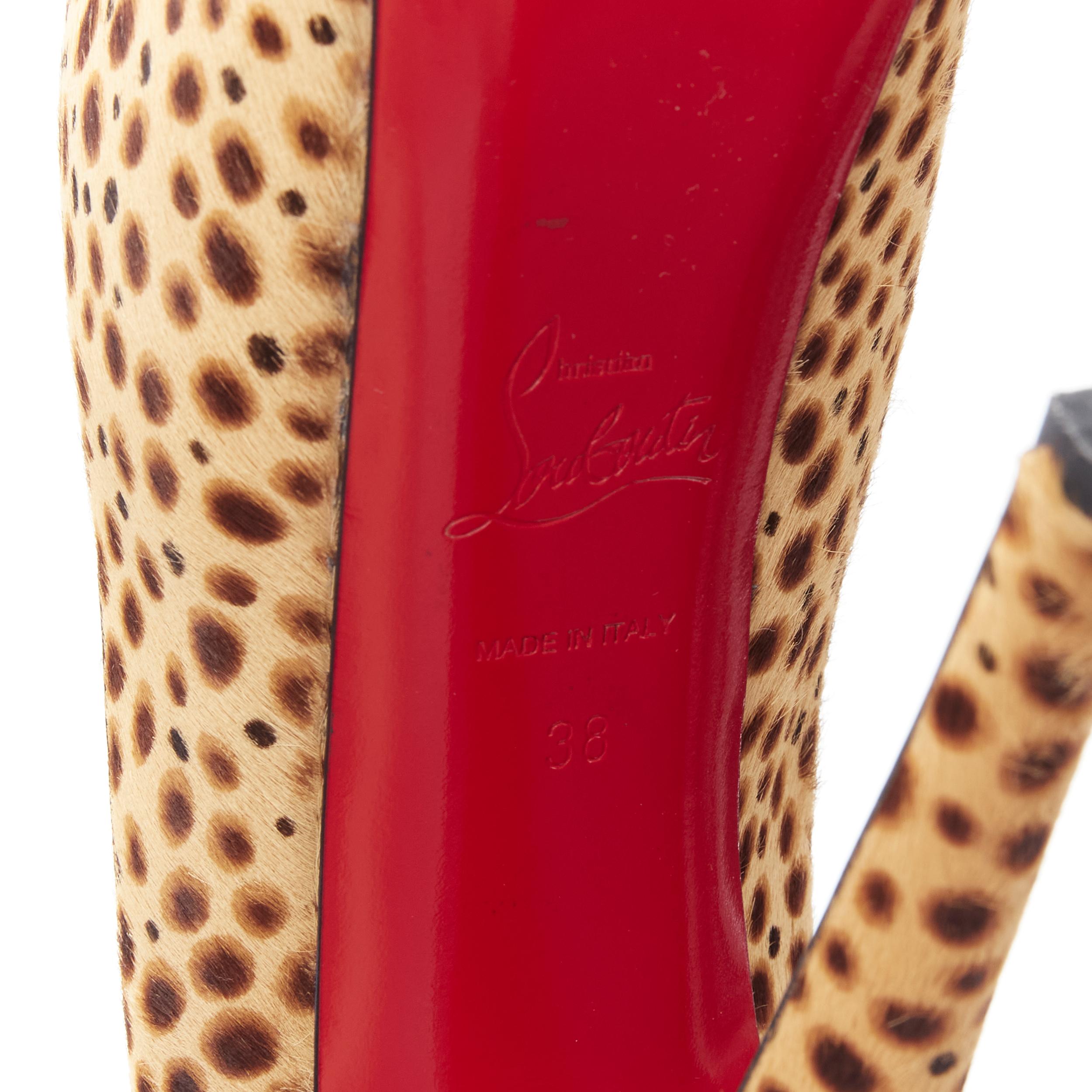 CHRISTIAN LOUBOUTIN Daffodil 160 brown pony jungle cheetah print platform EU38 2