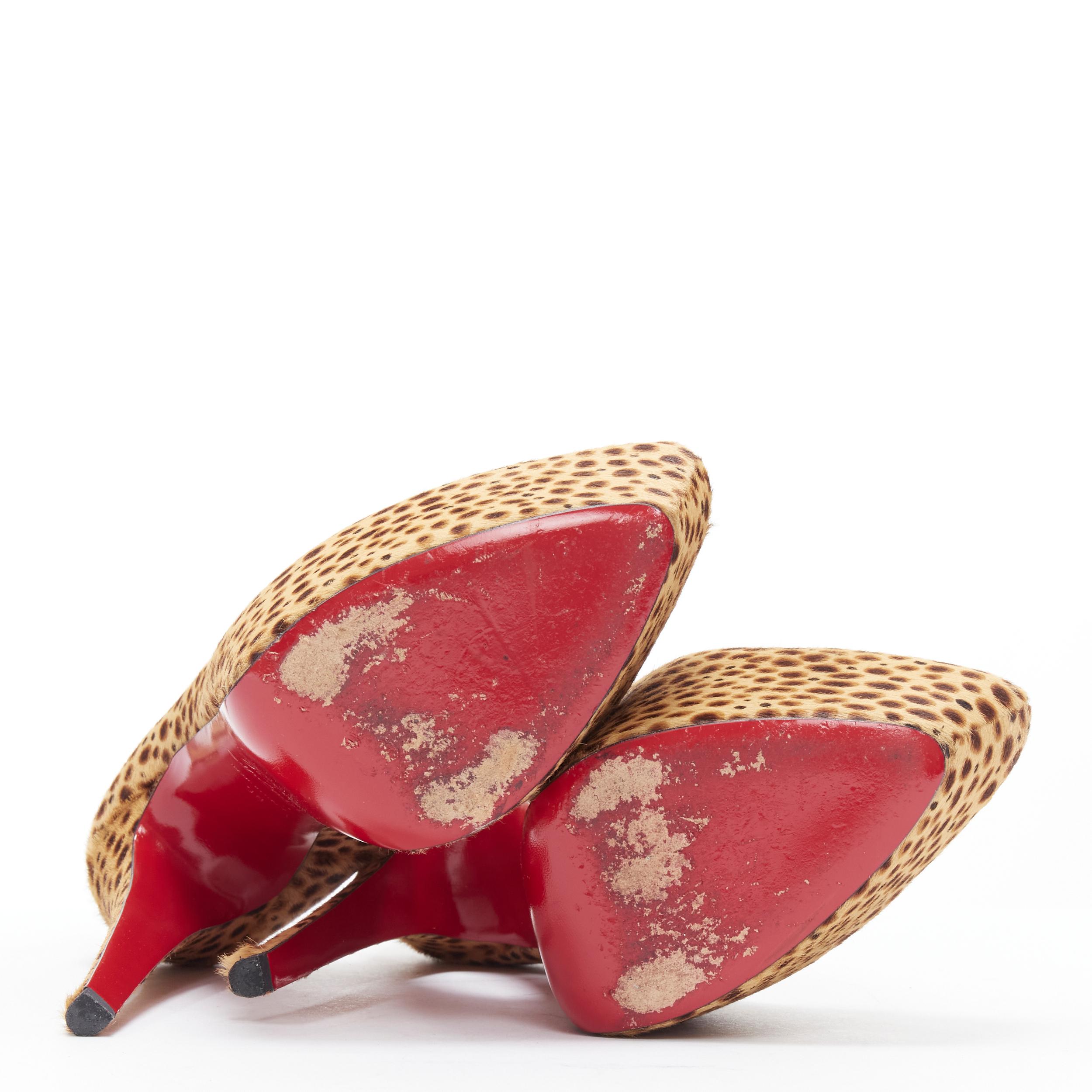 CHRISTIAN LOUBOUTIN Daffodil 160 brown pony jungle cheetah print platform EU38 3