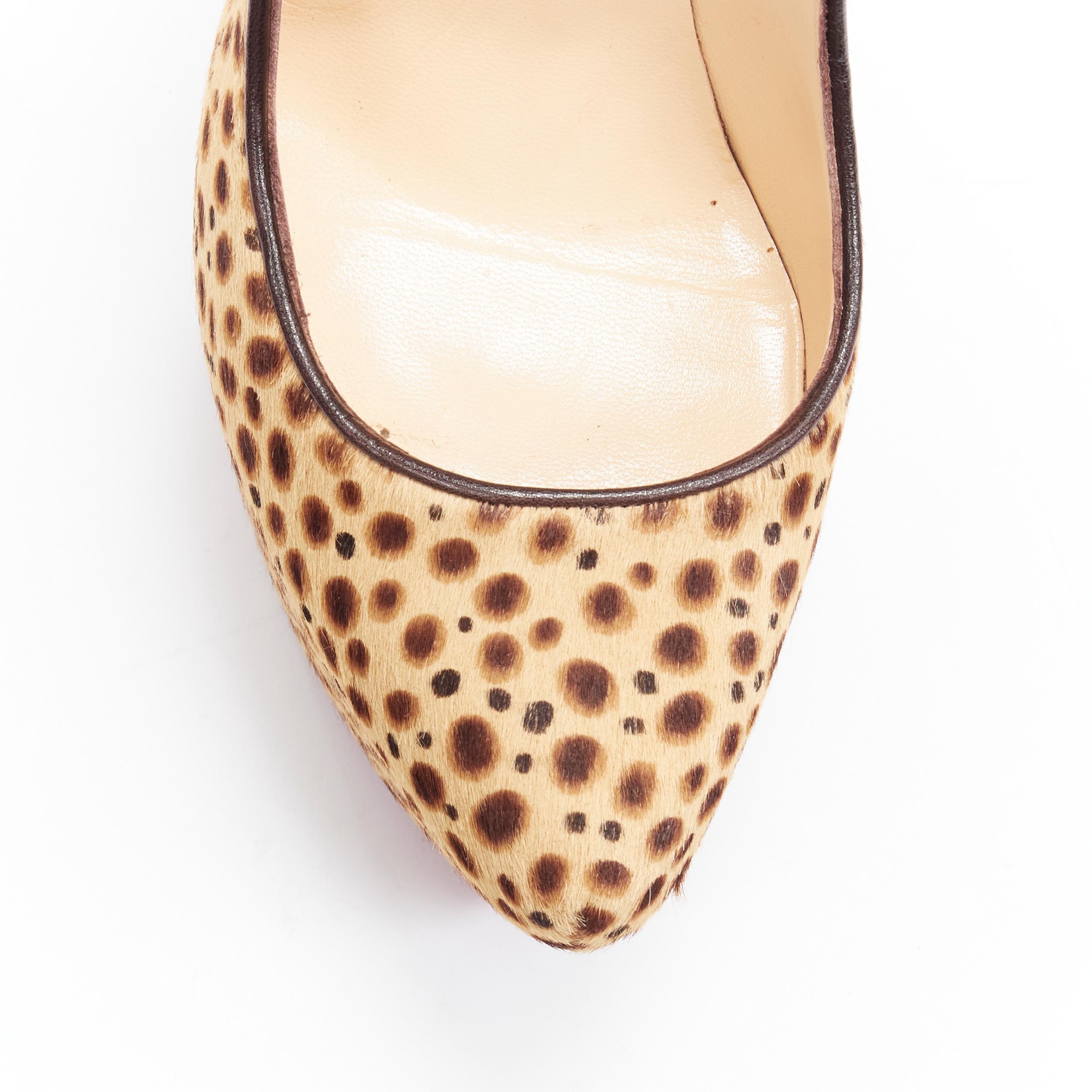Beige CHRISTIAN LOUBOUTIN Daffodil 160 brown pony jungle cheetah print platform EU38