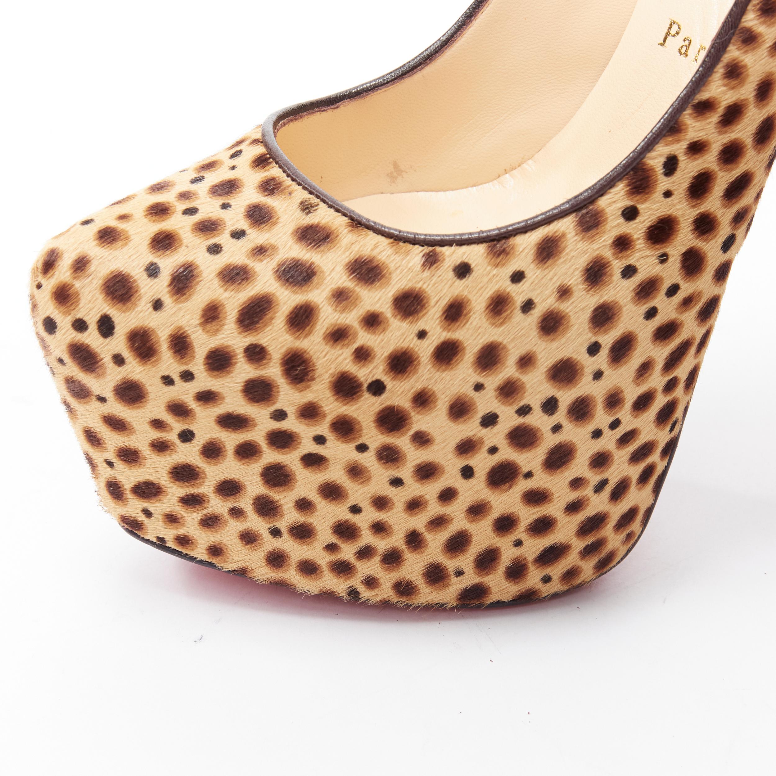 CHRISTIAN LOUBOUTIN Daffodil 160 brown pony jungle cheetah print platform EU38 In Excellent Condition In Hong Kong, NT