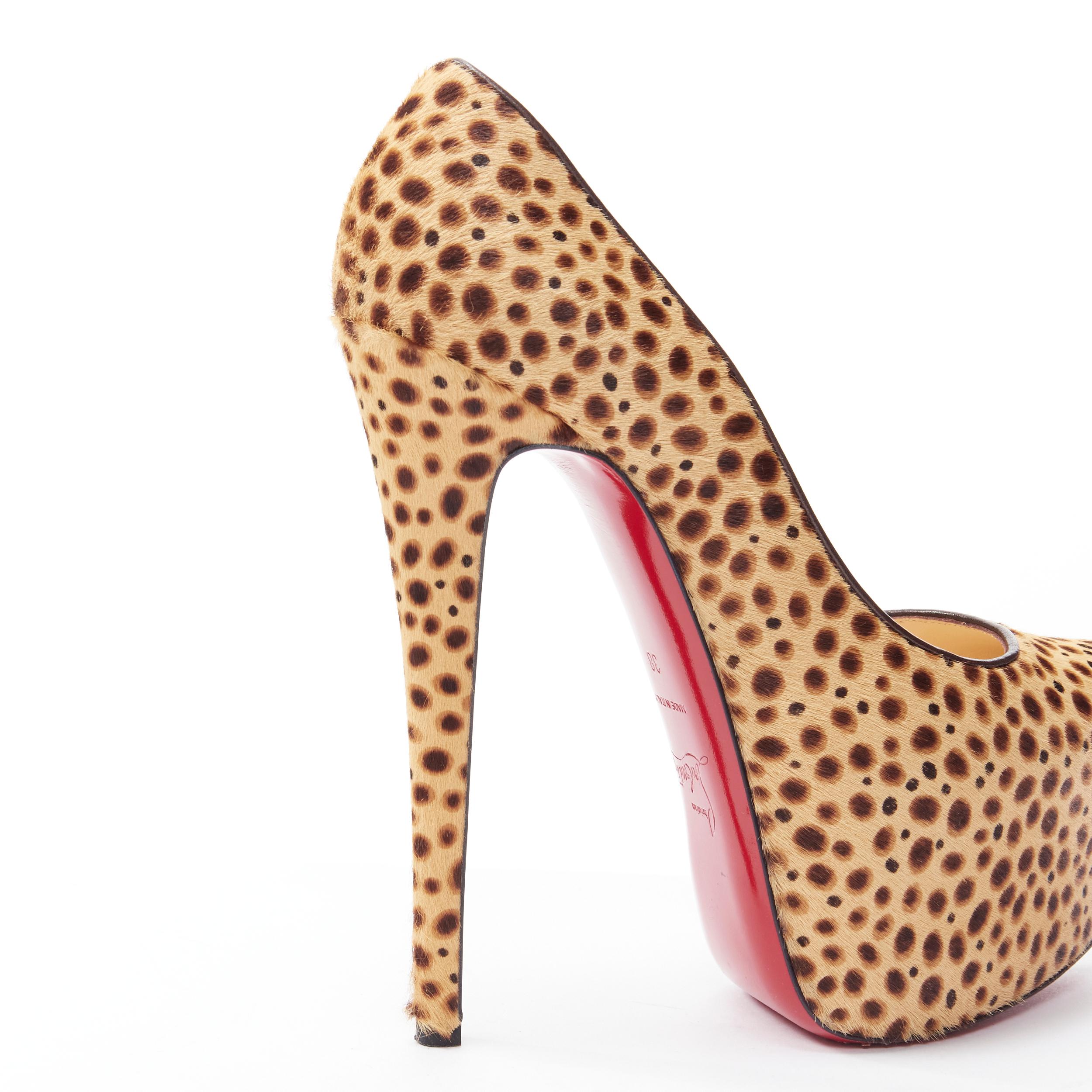 Women's CHRISTIAN LOUBOUTIN Daffodil 160 brown pony jungle cheetah print platform EU38