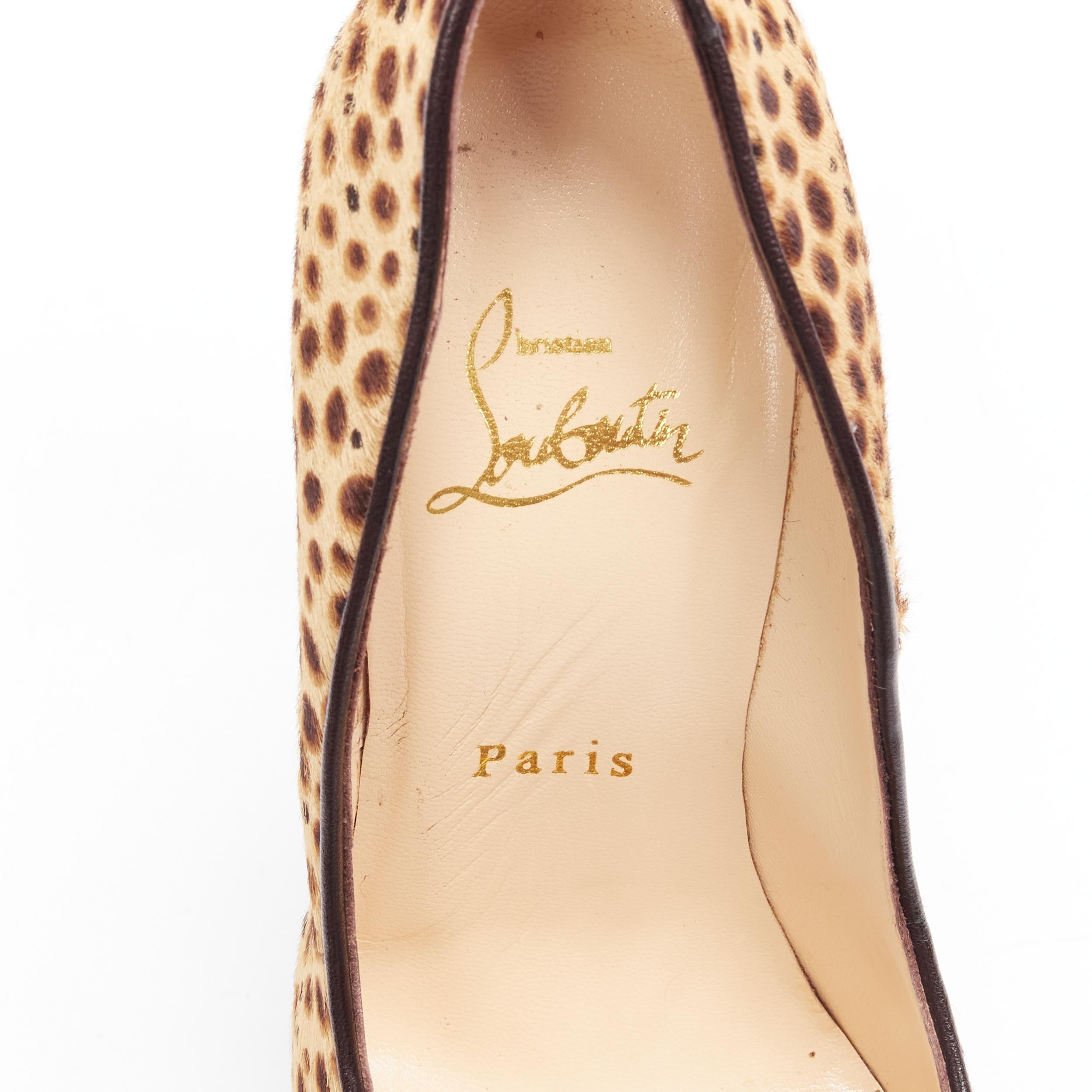 CHRISTIAN LOUBOUTIN Daffodil 160 brown pony jungle cheetah print platform EU38 1
