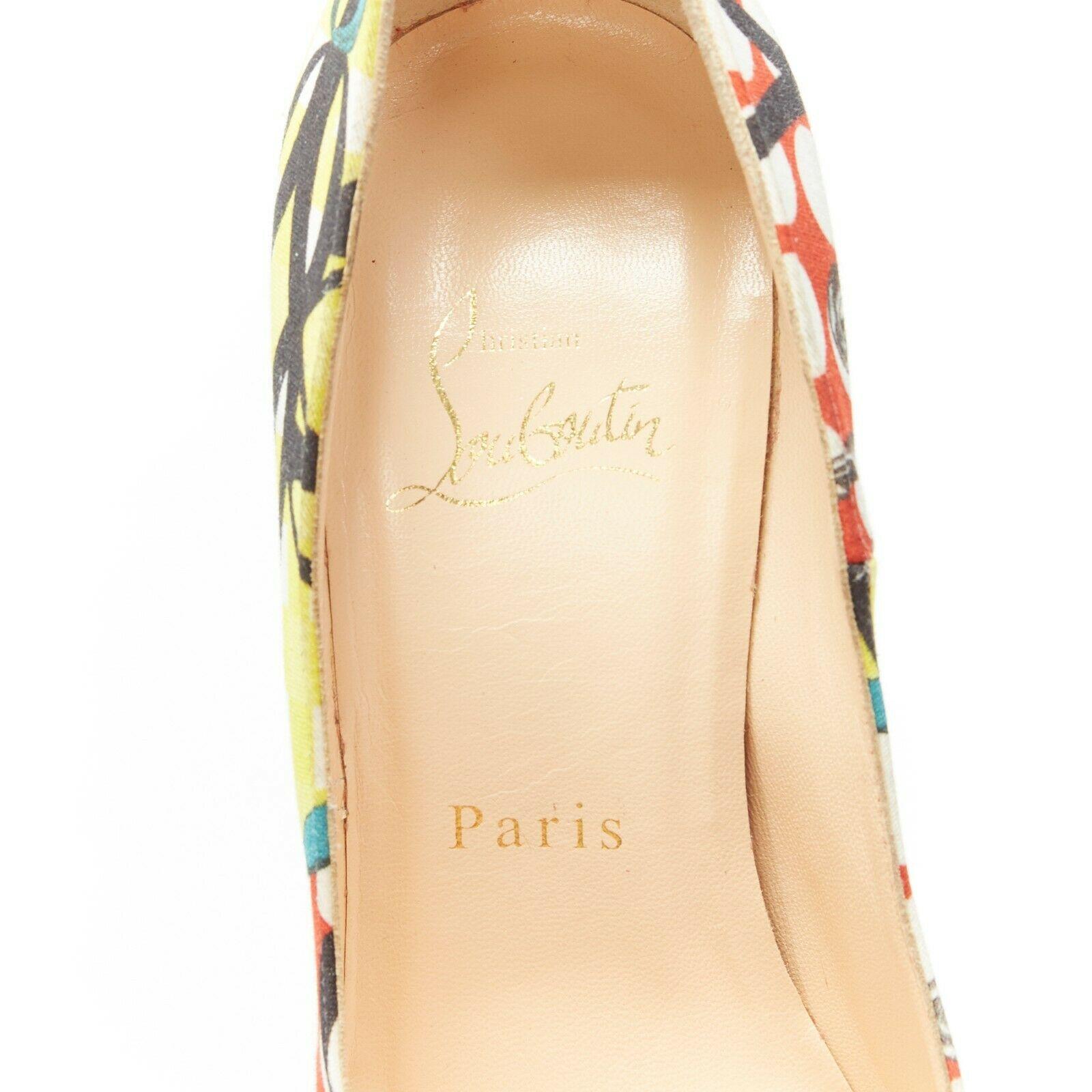 CHRISTIAN LOUBOUTIN Daffodil 160 red pop art print concealed platform pump EU36 4
