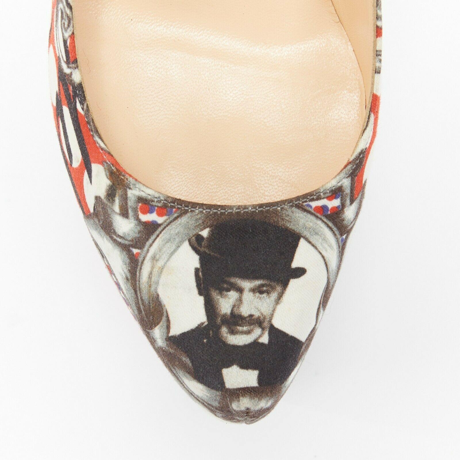 CHRISTIAN LOUBOUTIN Daffodil 160 red pop art print concealed platform pump EU36 1