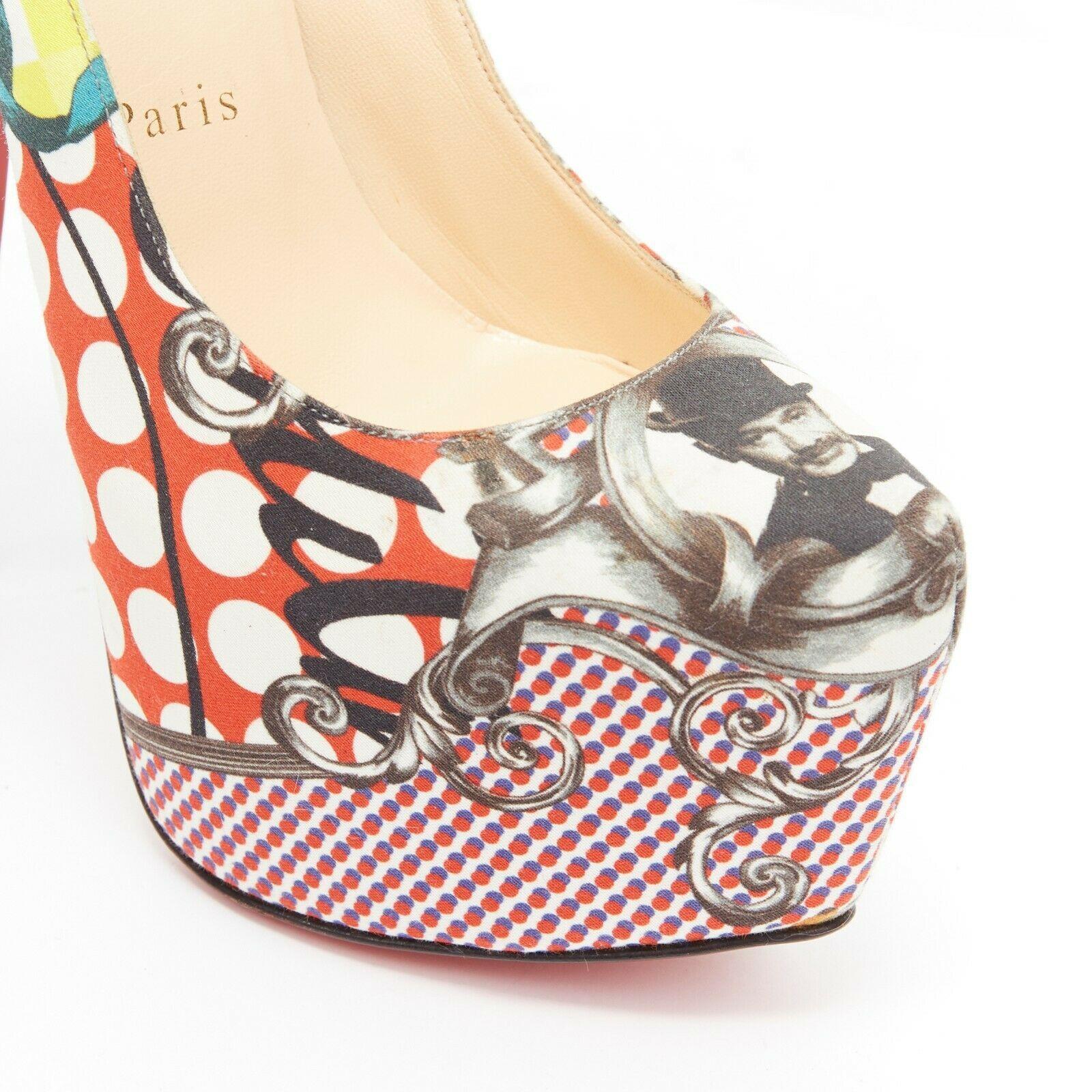 CHRISTIAN LOUBOUTIN Daffodil 160 red pop art print concealed platform pump EU36 2