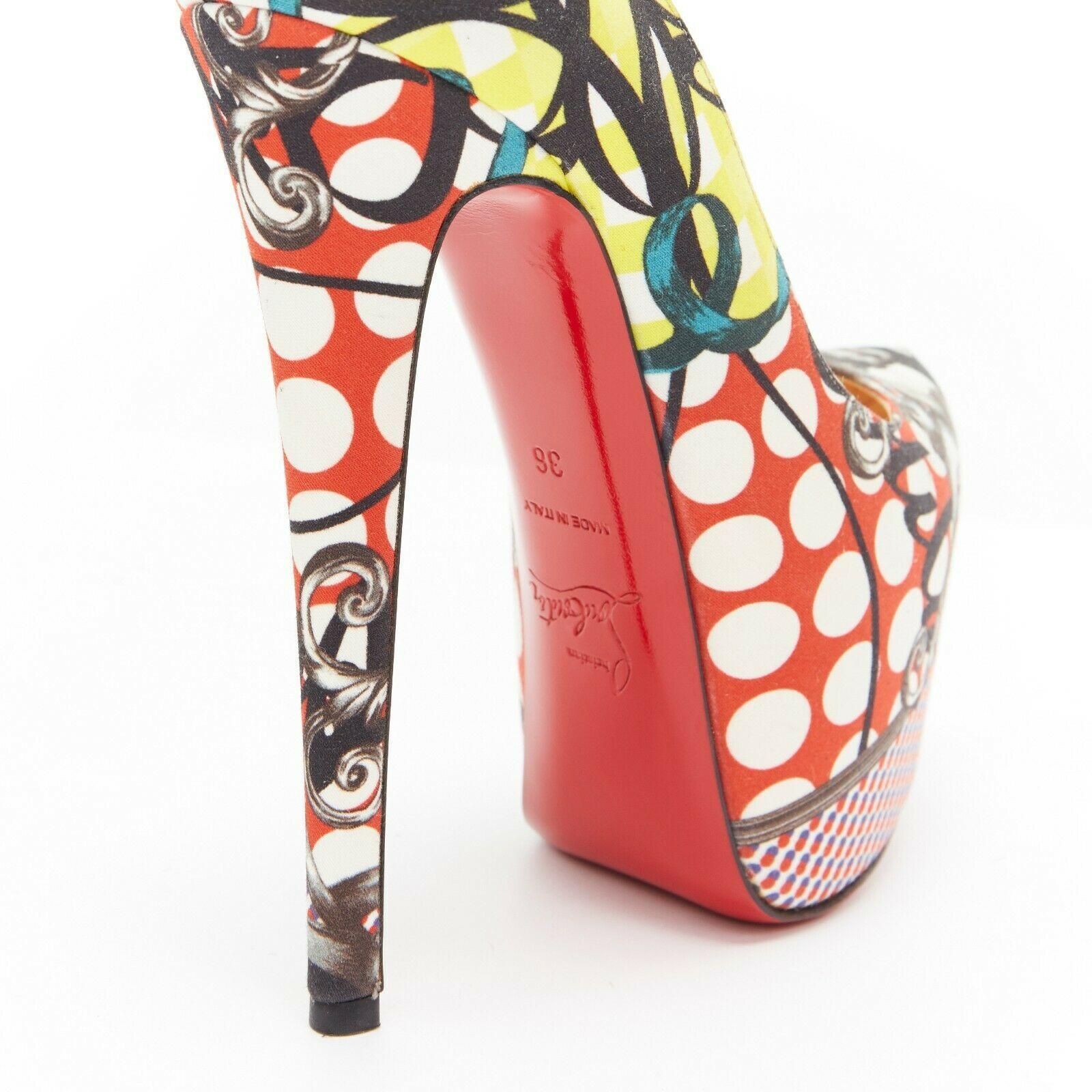 CHRISTIAN LOUBOUTIN Daffodil 160 red pop art print concealed platform pump EU36 3