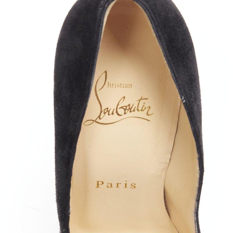 CHRISTIAN LOUBOUTIN Daffodile 160 black suede almond toe platform pump EU38 For Sale 5