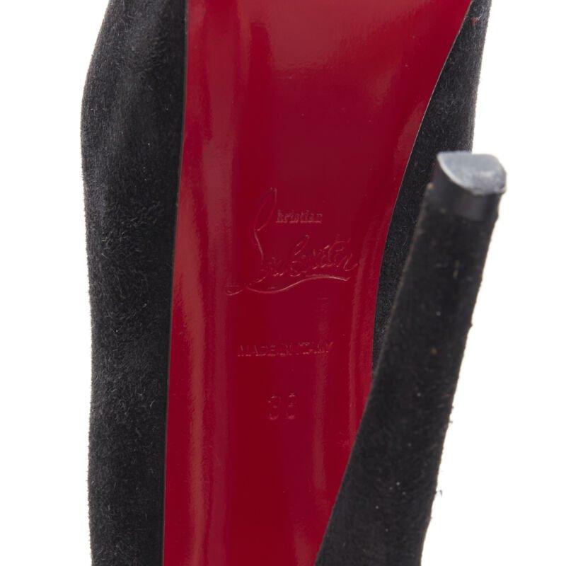CHRISTIAN LOUBOUTIN Daffodile 160 black suede almond toe platform pump EU38 For Sale 6