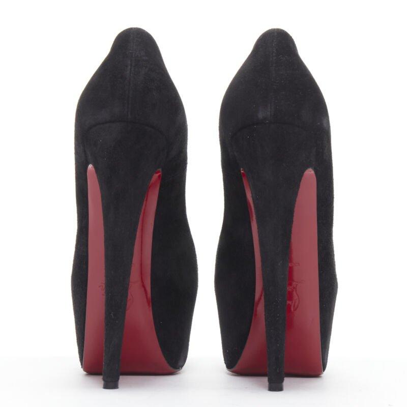 Women's CHRISTIAN LOUBOUTIN Daffodile 160 black suede almond toe platform pump EU38 For Sale