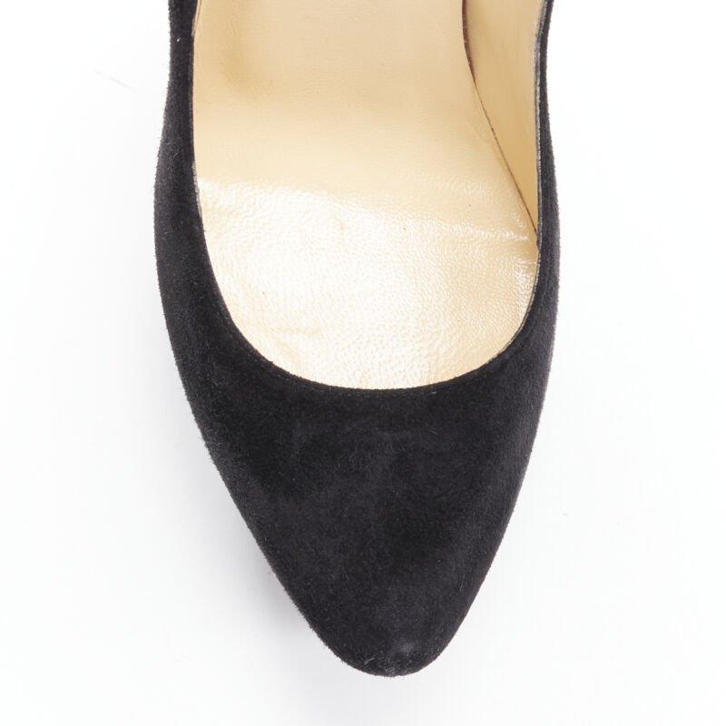 CHRISTIAN LOUBOUTIN Daffodile 160 black suede almond toe platform pump EU38 For Sale 1