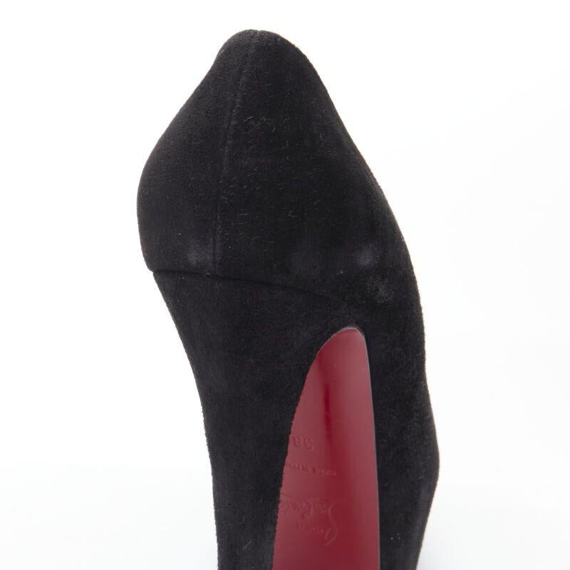 CHRISTIAN LOUBOUTIN Daffodile 160 black suede almond toe platform pump EU38 For Sale 3