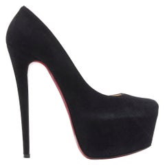 CHRISTIAN LOUBOUTIN Daffodile 160 black suede almond toe platform pump EU39