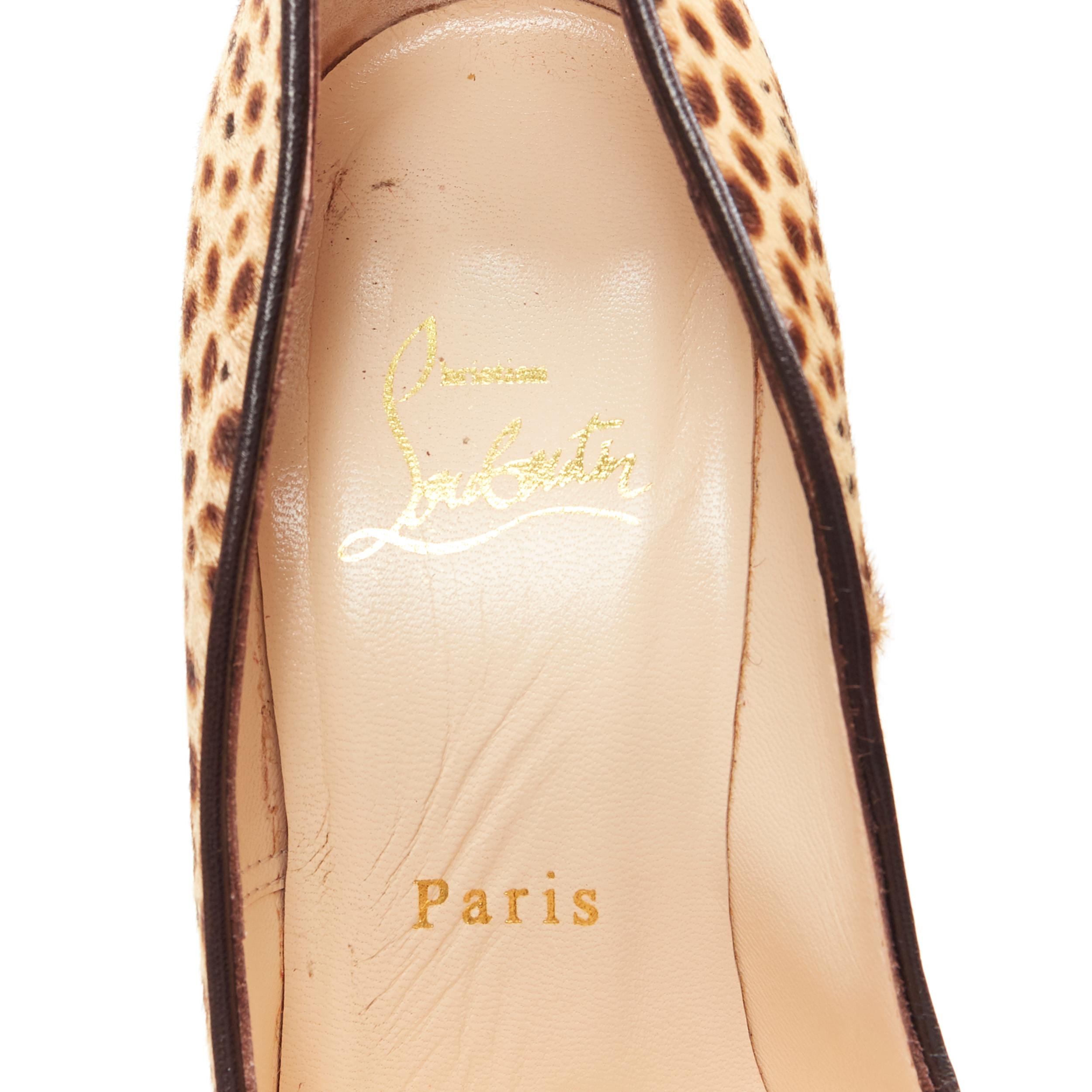 CHRISTIAN LOUBOUTIN Daffodile 160 brown pony jungle cheetah print platform EU38 4