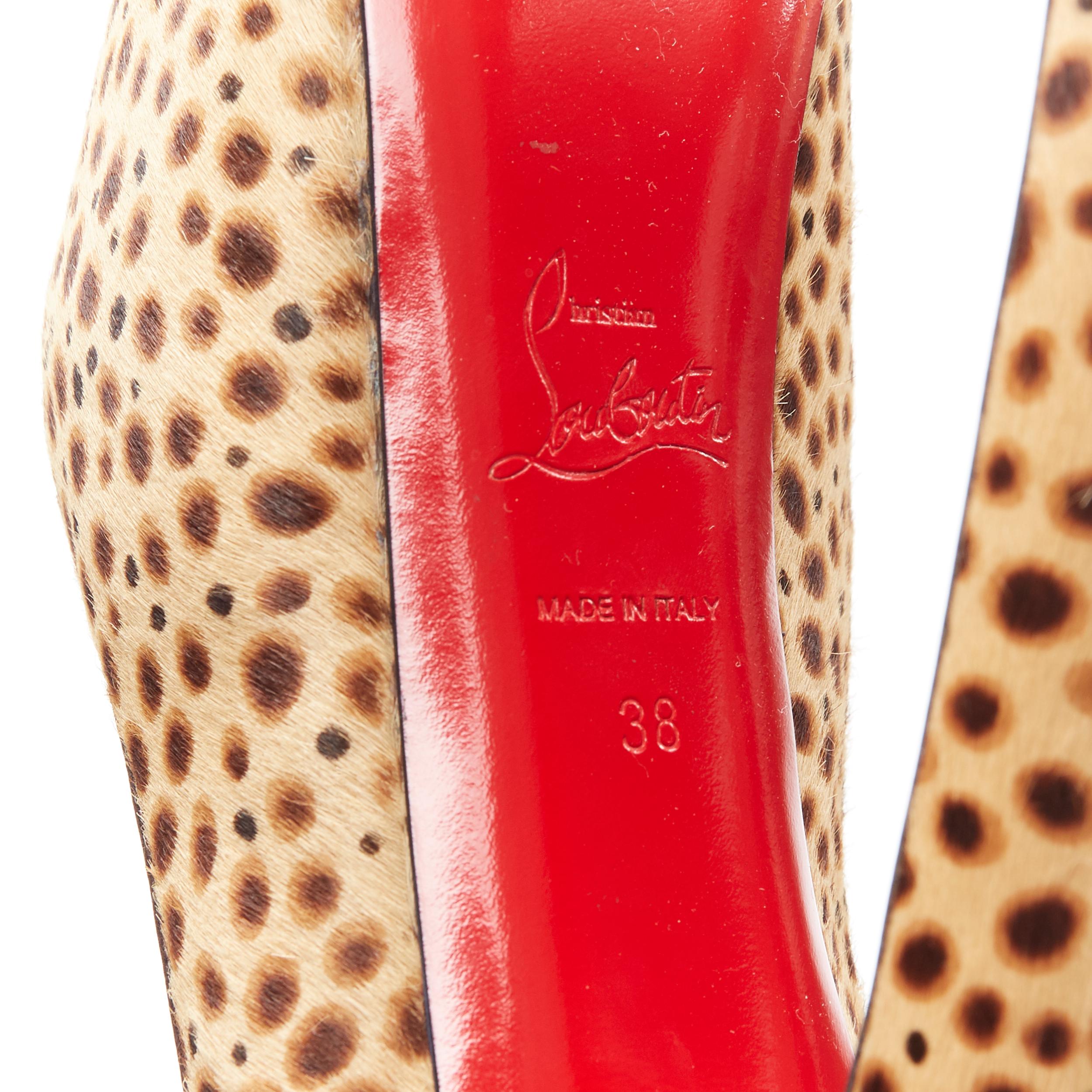 CHRISTIAN LOUBOUTIN Daffodile 160 brown pony jungle cheetah print platform EU38 5