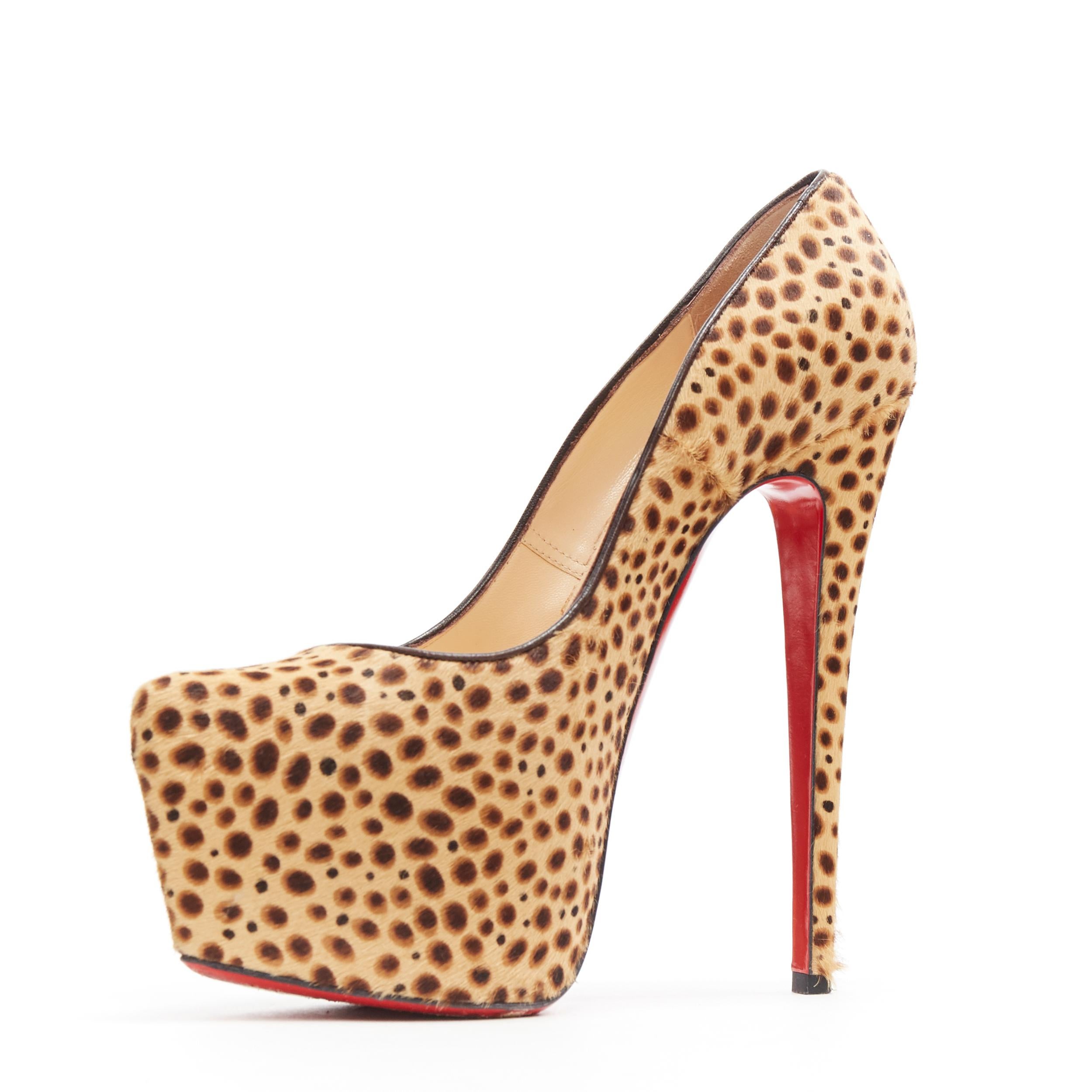 Beige CHRISTIAN LOUBOUTIN Daffodile 160 brown pony jungle cheetah print platform EU38