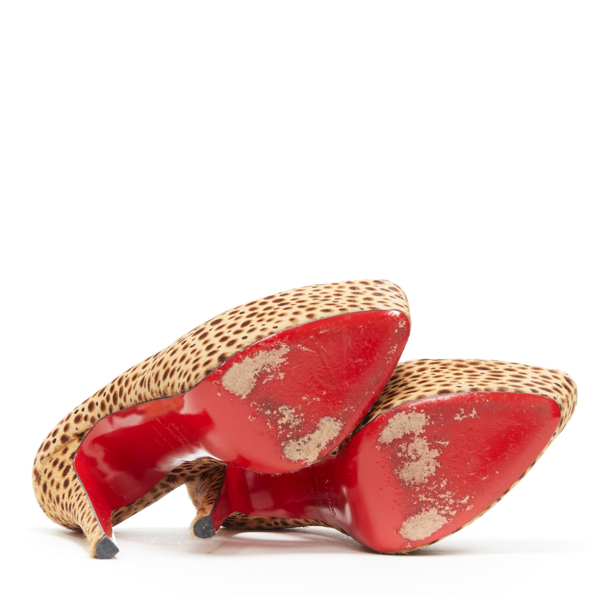 Women's CHRISTIAN LOUBOUTIN Daffodile 160 brown pony jungle cheetah print platform EU38