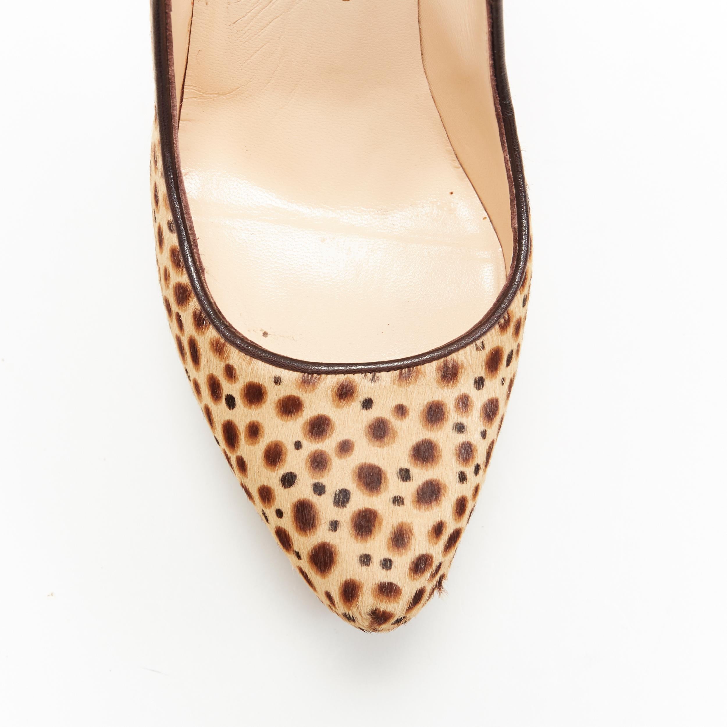 CHRISTIAN LOUBOUTIN Daffodile 160 brown pony jungle cheetah print platform EU38 1