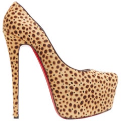 CHRISTIAN LOUBOUTIN Daffodile 160 braun Pony Dschungel Gepard Druck Plattform EU38