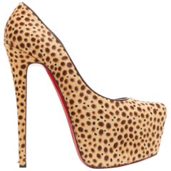 CHRISTIAN LOUBOUTIN Daffodile 160 brown pony jungle cheetah print platform EU38