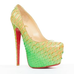 CHRISTIAN LOUBOUTIN Daffodile 160 Menthe green scaled platform heels EU36.5