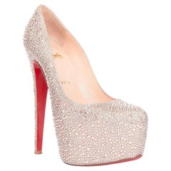 CHRISTIAN LOUBOUTIN Daffodile 160 Strass crystal pink satin platform pumps EU38
